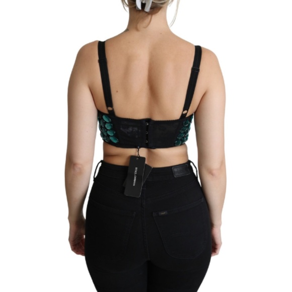 DOLCE & GABBANA Blue Cropped Top Crystal-Embellished Bustier - Picture 6 of 6